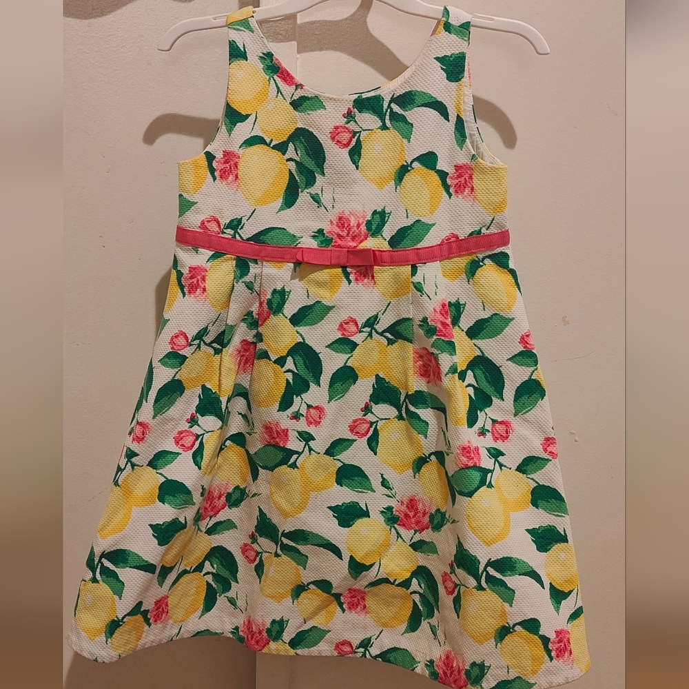Janie and Jack Lemon Print Dress - Yellow, Green, Pink